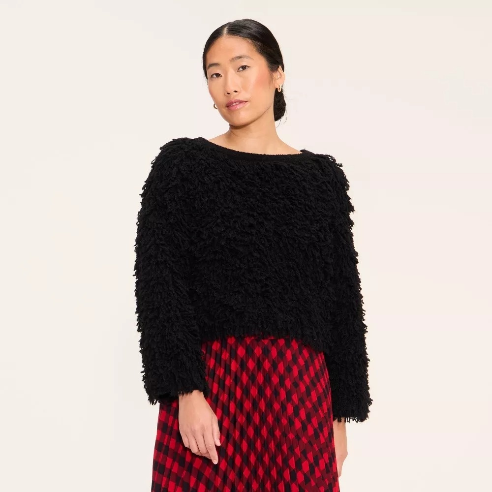 Woolrich‎ x Target Women's S / Small Loopy Yarn Crewneck Pullover Sweater Black